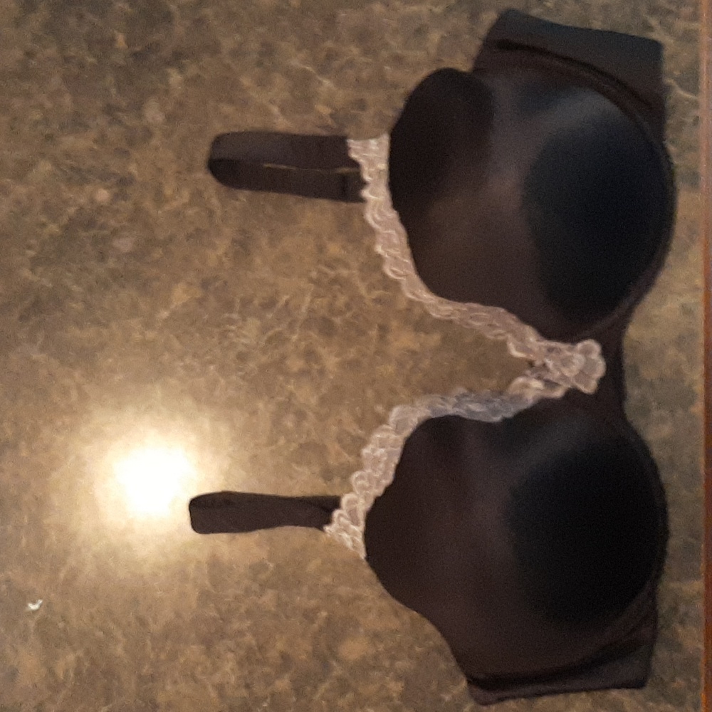 Maidenform Sweet Nothings Bra Size 38D Plunge Underwire Black Gray Clip …